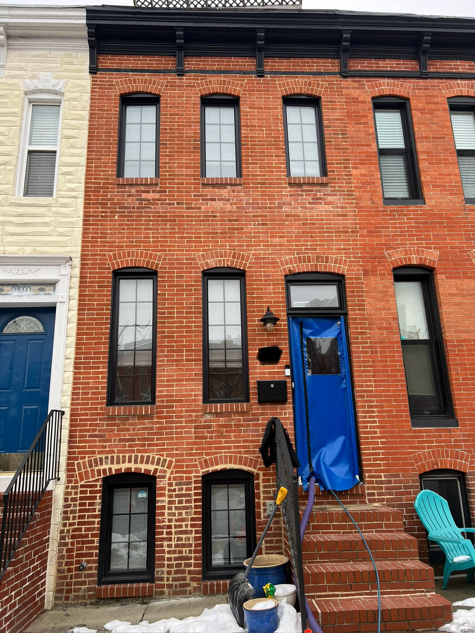 Seal-A-Door set up at a Baltimore city row house