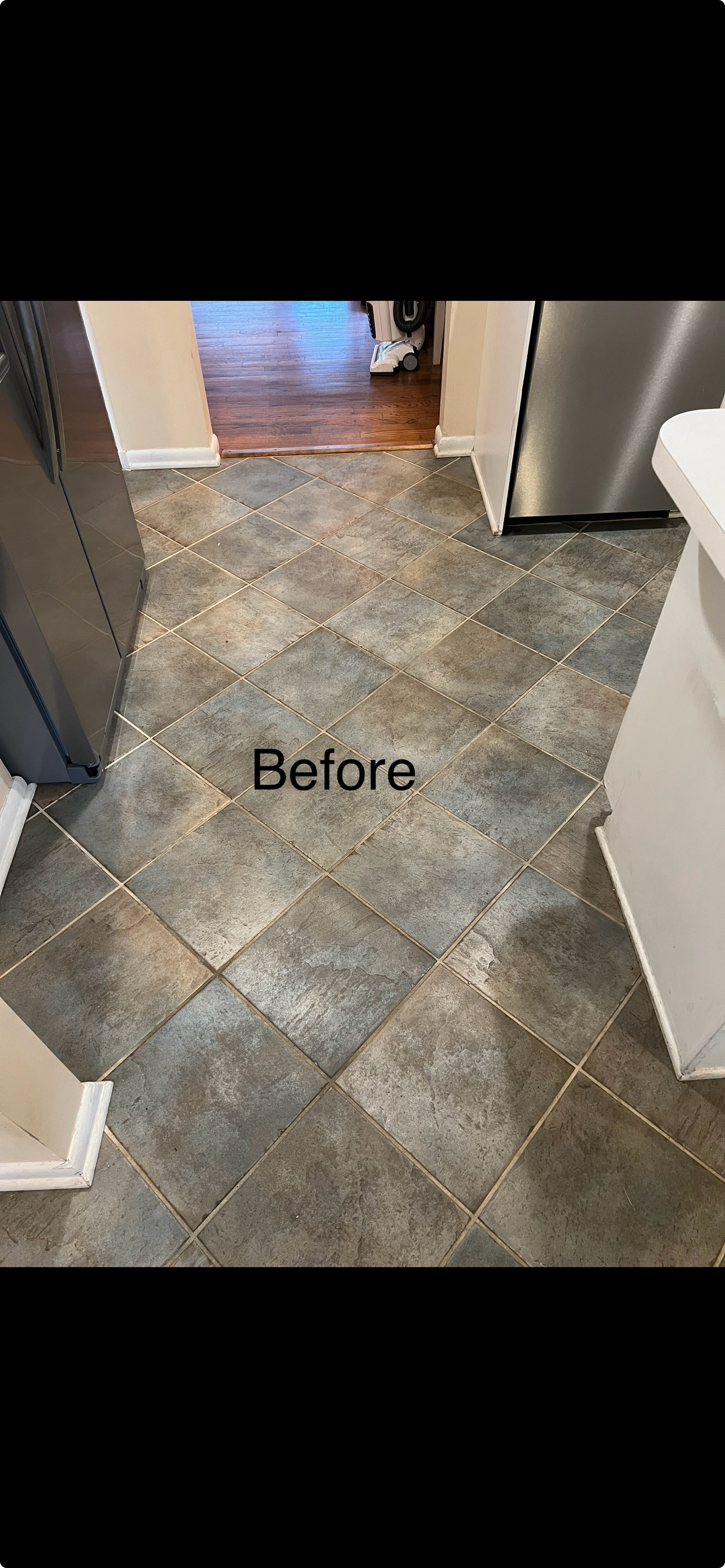 Slate kitchen tile before cleaning