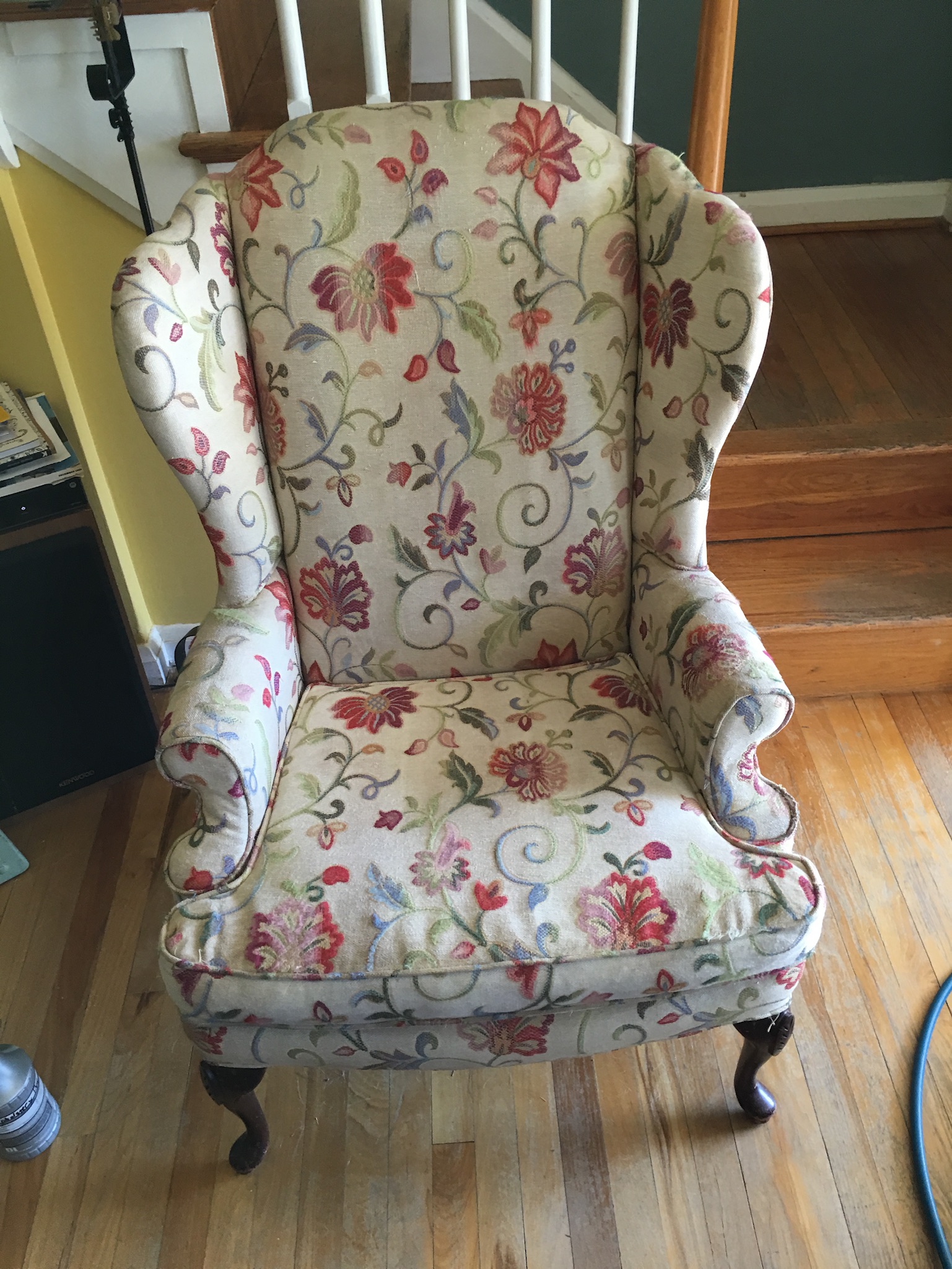 Floral wingchair after upholstery cleaning